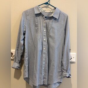 J.Jill Gingham Blue Button-Up Shirt